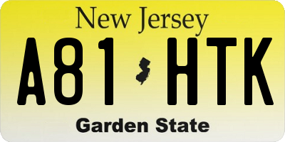 NJ license plate A81HTK