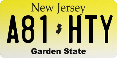 NJ license plate A81HTY