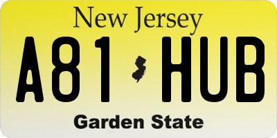 NJ license plate A81HUB