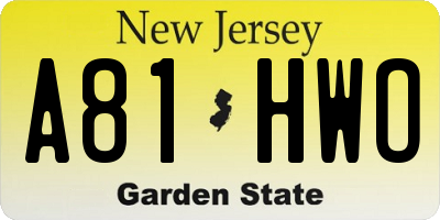NJ license plate A81HWO