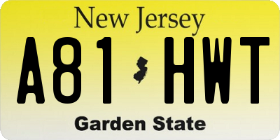 NJ license plate A81HWT