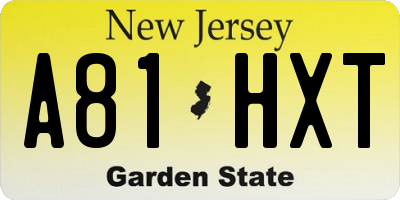 NJ license plate A81HXT