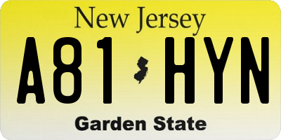 NJ license plate A81HYN