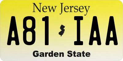 NJ license plate A81IAA