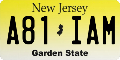 NJ license plate A81IAM