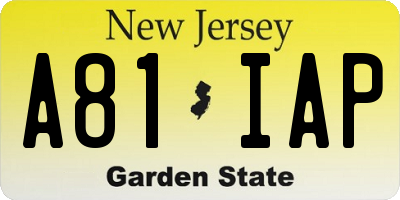 NJ license plate A81IAP