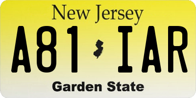 NJ license plate A81IAR