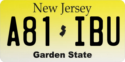 NJ license plate A81IBU