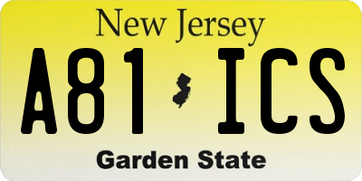 NJ license plate A81ICS