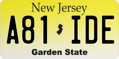 NJ license plate A81IDE