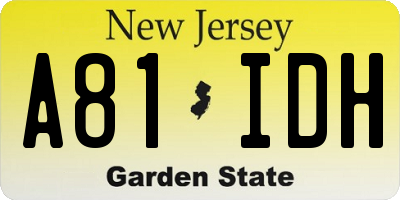 NJ license plate A81IDH