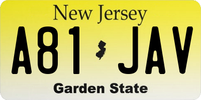 NJ license plate A81JAV