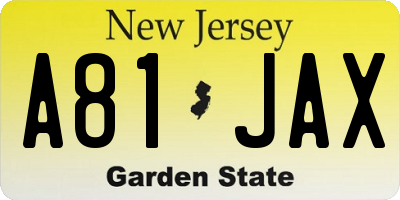 NJ license plate A81JAX