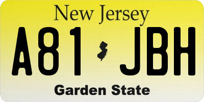 NJ license plate A81JBH