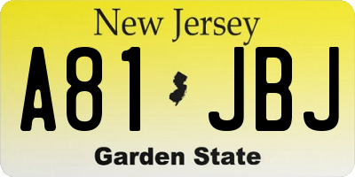 NJ license plate A81JBJ