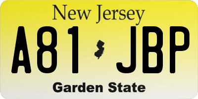 NJ license plate A81JBP