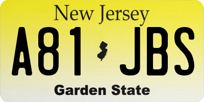 NJ license plate A81JBS