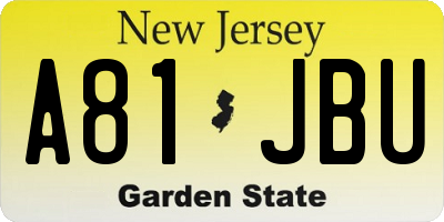 NJ license plate A81JBU