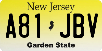 NJ license plate A81JBV