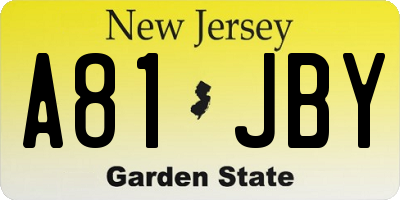 NJ license plate A81JBY