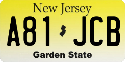 NJ license plate A81JCB