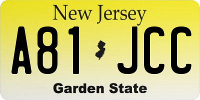 NJ license plate A81JCC