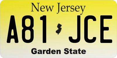 NJ license plate A81JCE