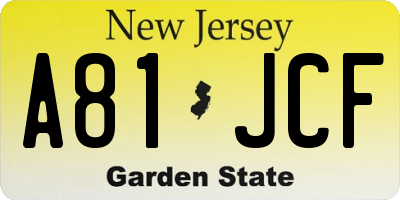 NJ license plate A81JCF