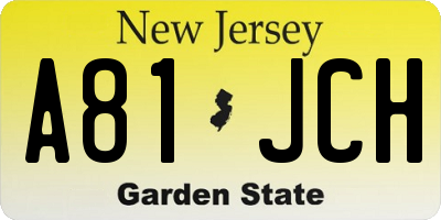 NJ license plate A81JCH