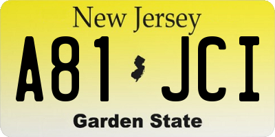 NJ license plate A81JCI