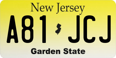 NJ license plate A81JCJ