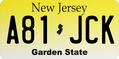 NJ license plate A81JCK