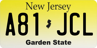 NJ license plate A81JCL