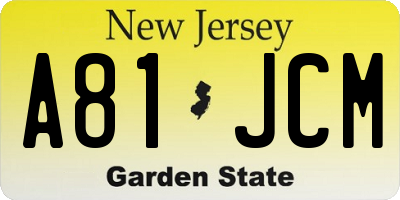 NJ license plate A81JCM