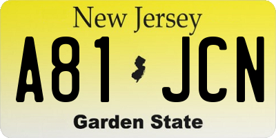 NJ license plate A81JCN