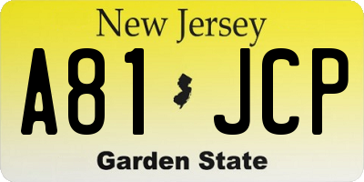 NJ license plate A81JCP