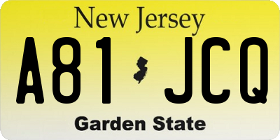 NJ license plate A81JCQ