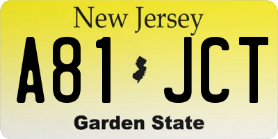 NJ license plate A81JCT