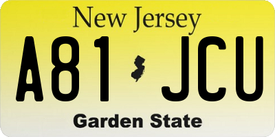 NJ license plate A81JCU