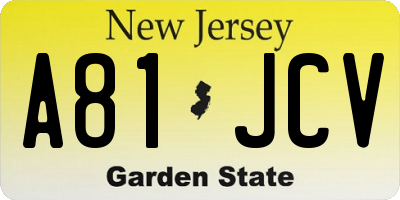 NJ license plate A81JCV
