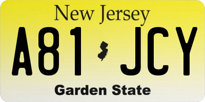 NJ license plate A81JCY