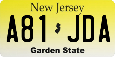 NJ license plate A81JDA