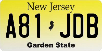 NJ license plate A81JDB