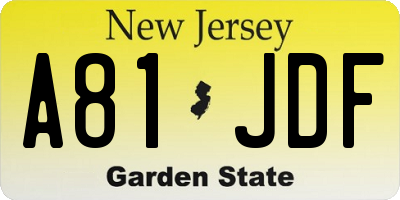 NJ license plate A81JDF