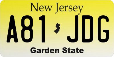 NJ license plate A81JDG