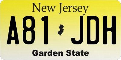 NJ license plate A81JDH