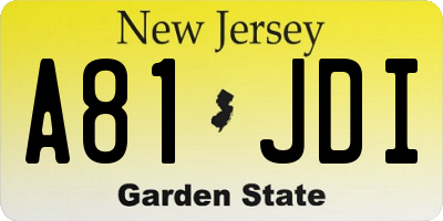 NJ license plate A81JDI