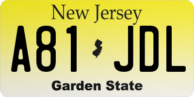 NJ license plate A81JDL