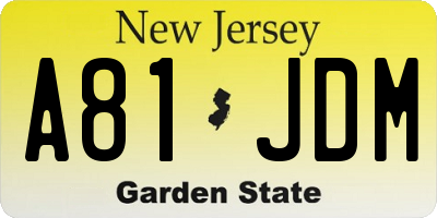 NJ license plate A81JDM