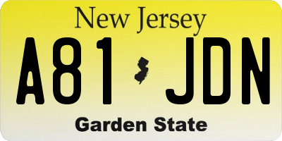 NJ license plate A81JDN